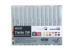 Brustro Multicolor Twin Tip Alcohol Based Marker Sets Earth Tone (12 Pcs)
