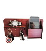 Home Sparkle Brown Mdf Pocket Shelf Key Holder With 6 Key Hooks 30.5X6.25X15.25 cm