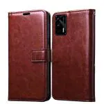 Monkish Realme X7 Max Vintage Leather flip Case Cover| Inside TPU with Card Pockets Wallet Stand Magnetic Closure 360 Degree Complete Protection Vintage Flip Cover for Realme X7 Max - Brown