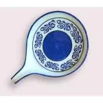 Your Local Store Blue Ming Ceramic Pizza Tray With Handle For Serving Snacks Round Shaped 9 Inch Pizza Tray (Microwave Safe)