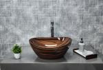 DELTA SANITARYWARE Wooden Ceramic Designer Wash Basin With Waste Pipe And Coupling Set Table Top - 17X13.5X5 Inch