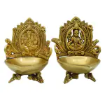 pujanpujari Brass (Pack of 2) Table Diya Set (Height: 6.6 inch)