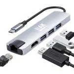 MMAK 5 in 1 USB C Hub 4K HDMI Output RJ45 Ethernet for MacBook & Other Type-C Devices