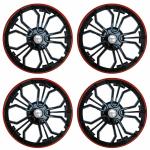 Prigan Polypropylene Black, Red 15 Inch Wheel Cover For Honda Mobilio (Set Of 4)
