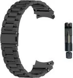 SWAPME + Stainless Steel Metal Strap Chain Band Compatible for Galaxy Watch 6 Watch 6 Classic Galaxy Watch 5 Pro Galaxy Watch 4 Watch 4 Classic Precise Curved Fitting with No Gap Smart Watch Strap (Black)