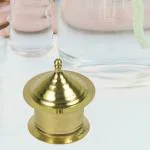 Real Craft Gold Shimmering Container Vanity Brass Sindoor Box