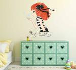 Lanstick Multicolor Girl Make A Wish Image Self Adhesive Wall Sticker 24 inch