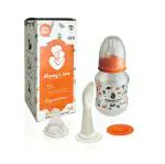 MOMMY'S CARE 2 in 1 Feeding Bottle With Spoon and anticolic Nipple 125 ml orange colour