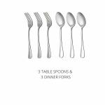 Parage Tidy Stainless Steel Table Spoon & Fork 18.5 cm with Round Edges, Set of 6