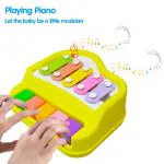 PARTEET 2 in 1 Piano Xylophone Musical Toy for Kids (Age 3+) with 5 Keys, 2 Sticks, Keyboard Xylophone Piano - Preschool Musical Learning Instruments Gift Toy for Baby, Kids, Girls, Boys (YELLWO)