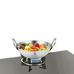 Shri & Sam Silver Stainless Steel Kadhai & Woks 1.1 Liter