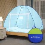 Classic Mosquito Net Full Blue Polyester Foldable for Single Bed