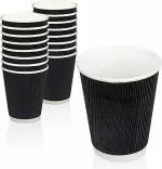 SANWALSA 240 ml (Black 8 Oz)- Pack of 25-Piece, Paper Disposable Coffee/Tea Ripple Cup