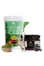 Saptamveda Organic Moringa Leaf Powder and Himalayan Shilajit Resin Healthy Superfood Combo