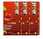 Stout Ultra Ribbed Strawberry Flavoured Condoms for Men -10 Count |Pack of 3