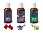 MORIOX Rose, Lavender & Tea Tree Essential oils Pack of 3 for Hair,Skin & Aromatherapy 100% Pure & Natural Oils (45ml)