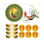 Sticker Studio Diwali Decorative Sticker Rangoli Sticker Deepak Floor Sticker Diwali Combo Wall Sticker And Decal 58 cmx 58 cm (Pack of 4)