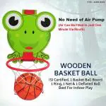 Asian Basketball with Net for Kids| Turtle Print | Wood Board|Hoop Hangable Wall Hanging Basketball Net with Ball for Kids 3 Years Kids |-Multicolor | Deflated Ball |