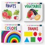 BOOKFORD My First Tiny Board Books - Set Of 4 Books - Fruits, Vegetables, Colors, And Shapes For Kids