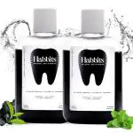 Habbits Teeth Whitening Natural Mouthwash- Charcoal & Spearmint (Pack of 2) (500 ml)