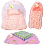 Kwitchy New Born Baby Boy's & Baby Girl's Bedding Combo Mosquito Net Bed Sleeping Bag & Plastic Sheets Set