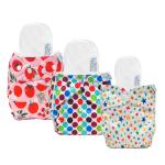 Seabird Regular Baby Combo Adjustable Button Strap Washable Reusable Freesize Cloth Diapers For Babies With 3 Insert Pad Pack Of 3