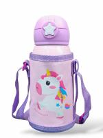 BodheeTree Unicorn theme Stainless Steel Sipper with Cover, Strap, Straw n Cup|Insulated| 500 ml