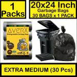 averX Premium Black Garbage Bag - 20x24 inches (Pack of 1, 30 Pieces, Extra Medium) - 30 Bags / Pack