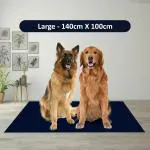 AMORITE Waterproof Pet Mat for Dogs Cats Puppy Durable Washable Pet Dry Sheet Lightweight and Portable Training Pads for Dogs (Size- 140 x 100 cm Large, Dark Blue)