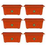TrustBasket UV Treated Rectangular Plastic Planter (14 inches) - Terracotta Color - Set of 6