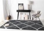 Hitex Carpet Microfibre Dark Grey, Ivory02-L Living Room Soft And Fluffy Shag Silk Touch Area Rug - 10 X 12 Feet