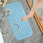 4tens Silicone Anti-slip Bathroom Floor Mat for Toilet Kitchen Bathroom Shower Bath Mats Blue