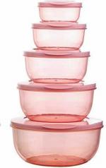 otak BPA Free Pink Plastic Grocery Container - 2700, 1700, 1000, 580 and 290 ml (Pack of 5)