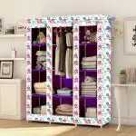Be modern 3 Door 10 shelves Purple Printed Collapsible wardrobe