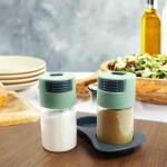 OLIX Salt and Pepper Shakers with Press Button Lid,Salt Dispenser Spice Shaker,One Time Output 0.5g,Seasoning Shaker Spice Salt Paprika Pepper Cumin Powder Sugar Dispenser