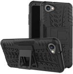 S-Hardline Lg Q6 Black Rubber, Plastic Shockproof Hybrid Kickstand Back Case Cover