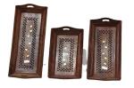 RAMYAMART Brown Wood Serving Tray (Set Of 3 )