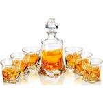 Bold & Wide European Crystal Clear 7 Pcs Decanter and Glasses Set- Stylish 1 Decanter and 6 Pcs Glass Set - Perfect for Whiskey, Scotch, Wine, Vodka, Tequila, Rum etc ( Diamond 7Pcs Set)