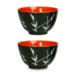Caffeine Black, Red Ceramic Dessert Bowl (Set Of 2)