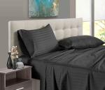 NeLeo 225 TC Polycotton Solid Stripes Queen Size Fitted (Elastic) Bedsheet (Fits upto 8 inch mattress)