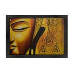 CHAQUE DECOR Half Buddha Face Original Handmade Oil Painting On Canvas Framed (26.5x3x20.5)