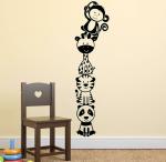 Lanstick Black Monkey, Giraffe And Cat Playing Self Adhesive Wall Sticker 110 cm