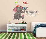 Lanstick Vinyl Multicolor Elephant Image With Quote Self Adhesive Wall Sticker 30 inch