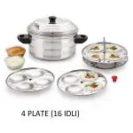 Swastik Housewares Stainless Steel Idli Cooker With 4 Plate (16 pcs)