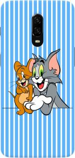 CustomEra OnePlus 6T Multicolour Tom Jerry Blue Checks Design Plastic Hard Case Back Cover