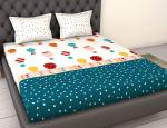 LORETO Hot Air Balloons 140 TC Cotton King Bedsheet with 2 Pillow Covers - 274 cm x 274 cm, Multi Colour