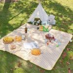 Large Picnic Blanket Waterproof Outdoor Blanket Sandproof Beach Blanket?Plus Thick Portable Mat for Outdoor Picnics, Camping (150x140cm, Yellow Check)