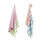 AHMADUN Bath and Beach Towel Large Size Marsupial and Green Stripes Rich Cotton (Pack of 2) 80*170 cm