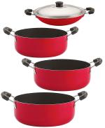 Nirlon 4 pcs of Red Non-stick Aluminium Kitchenware Cooking Utensil Combo Set