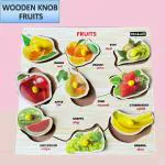 FORSHIKA Wooden Fruits Puzzle Toy for Kids with knobs, 9 Different Fruit Shapes Puzzles Design-9 Pcs -Brain Development Puzzle Puzzles for Adults Baby Learning Toys Educational Toys for Board Game